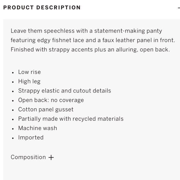 NWT Victoria ’s Secret Very Sexy Black Fishnet Floral Open Back Brazilian - Picture 6 of 6